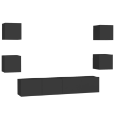 vidaXL 6 részes fekete forgácslap TV-szekrényszett (3078767) bútor