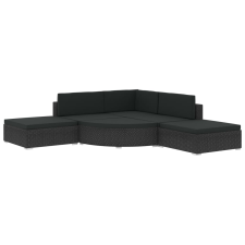 vidaXL 6-részes fekete polyrattan kerti bútorszett párnákkal (46752) kerti bútor