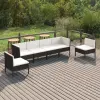 vidaXL 6 részes fekete polyrattan kerti ülőgarnitúra párnákkal