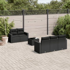 vidaXL 6 részes fekete polyrattan kerti ülőgarnitúra párnákkal kerti bútor