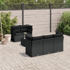 vidaXL 6 részes fekete polyrattan kerti ülőgarnitúra párnákkal kerti bútor