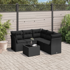 vidaXL 6 részes fekete polyrattan kerti ülőgarnitúra párnákkal kerti bútor