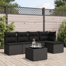 vidaXL 6 részes fekete polyrattan kerti ülőgarnitúra párnákkal kerti bútor