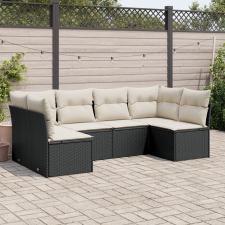 vidaXL 6 részes fekete polyrattan kerti ülőgarnitúra párnákkal kerti bútor