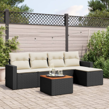 vidaXL 6 részes fekete polyrattan kerti ülőgarnitúra párnákkal kerti bútor