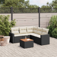 vidaXL 6 részes fekete polyrattan kerti ülőgarnitúra párnákkal kerti bútor