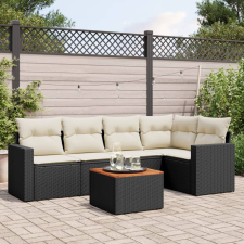 vidaXL 6 részes fekete polyrattan kerti ülőgarnitúra párnákkal kerti bútor