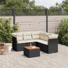 vidaXL 6 részes fekete polyrattan kerti ülőgarnitúra párnákkal kerti bútor