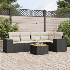 vidaXL 6 részes fekete polyrattan kerti ülőgarnitúra párnákkal kerti bútor