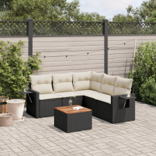 vidaXL 6 részes fekete polyrattan kerti ülőgarnitúra párnákkal kerti bútor