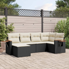 vidaXL 6 részes fekete polyrattan kerti ülőgarnitúra párnákkal kerti bútor