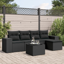 vidaXL 6 részes fekete polyrattan kerti ülőgarnitúra párnákkal kerti bútor
