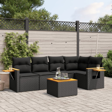 vidaXL 6 részes fekete polyrattan kerti ülőgarnitúra párnákkal kerti bútor