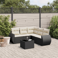 vidaXL 6 részes fekete polyrattan kerti ülőgarnitúra párnákkal kerti bútor