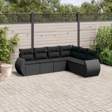 vidaXL 6 részes fekete polyrattan kerti ülőgarnitúra párnákkal kerti bútor