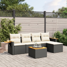 vidaXL 6 részes fekete polyrattan kerti ülőgarnitúra párnákkal kerti bútor