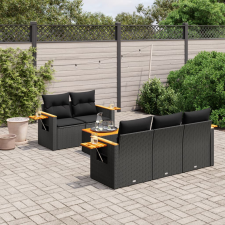 vidaXL 6 részes fekete polyrattan kerti ülőgarnitúra párnákkal kerti bútor