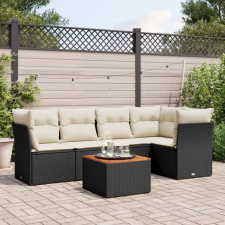 vidaXL 6 részes fekete polyrattan kerti ülőgarnitúra párnákkal kerti bútor