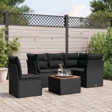 vidaXL 6 részes fekete polyrattan kerti ülőgarnitúra párnákkal kerti bútor