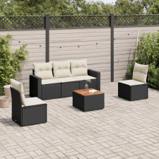 vidaXL 6 részes fekete polyrattan kerti ülőgarnitúra párnákkal kerti bútor