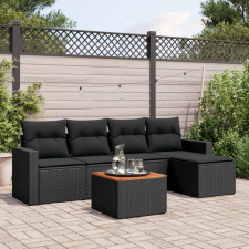 vidaXL 6 részes fekete polyrattan kerti ülőgarnitúra párnákkal kerti bútor