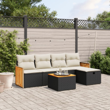 vidaXL 6 részes fekete polyrattan kerti ülőgarnitúra párnákkal kerti bútor