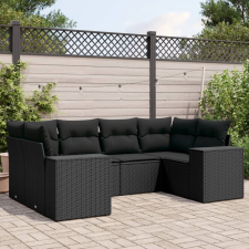 vidaXL 6 részes fekete polyrattan kerti ülőgarnitúra párnákkal kerti bútor