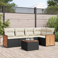 vidaXL 6 részes fekete polyrattan kerti ülőgarnitúra párnákkal kerti bútor
