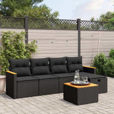 vidaXL 6 részes fekete polyrattan kerti ülőgarnitúra párnákkal kerti bútor