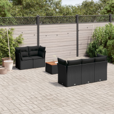 vidaXL 6 részes fekete polyrattan kerti ülőgarnitúra párnákkal kerti bútor