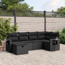 vidaXL 6 részes fekete polyrattan kerti ülőgarnitúra párnákkal kerti bútor