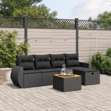 vidaXL 6 részes fekete polyrattan kerti ülőgarnitúra párnákkal kerti bútor