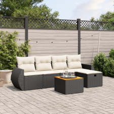 vidaXL 6 részes fekete polyrattan kerti ülőgarnitúra párnákkal kerti bútor