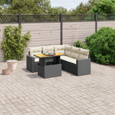 vidaXL 6 részes fekete polyrattan kerti ülőgarnitúra párnákkal kerti bútor
