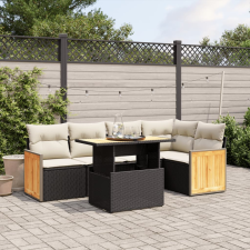 vidaXL 6 részes fekete polyrattan kerti ülőgarnitúra párnákkal kerti bútor