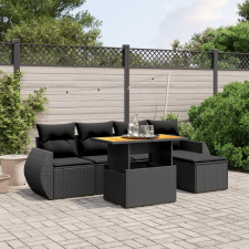 vidaXL 6 részes fekete polyrattan kerti ülőgarnitúra párnákkal kerti bútor
