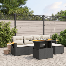 vidaXL 6 részes fekete polyrattan kerti ülőgarnitúra párnákkal kerti bútor