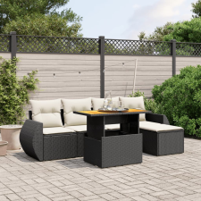 vidaXL 6 részes fekete polyrattan kerti ülőgarnitúra párnákkal kerti bútor