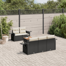 vidaXL 6 részes fekete polyrattan kerti ülőgarnitúra párnákkal kerti bútor