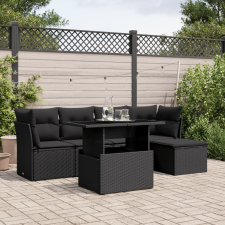 vidaXL 6 részes fekete polyrattan kerti ülőgarnitúra párnákkal kerti bútor