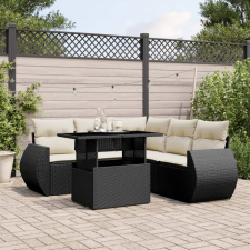 vidaXL 6 részes fekete polyrattan kerti ülőgarnitúra párnákkal kerti bútor