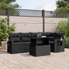 vidaXL 6 részes fekete polyrattan kerti ülőgarnitúra párnákkal kerti bútor