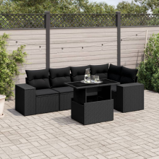vidaXL 6 részes fekete polyrattan kerti ülőgarnitúra párnákkal kerti bútor