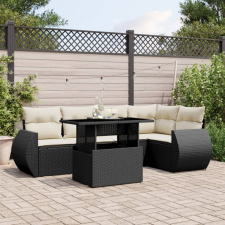 vidaXL 6 részes fekete polyrattan kerti ülőgarnitúra párnákkal kerti bútor