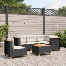 vidaXL 6 részes fekete polyrattan kerti ülőgarnitúra párnákkal kerti bútor