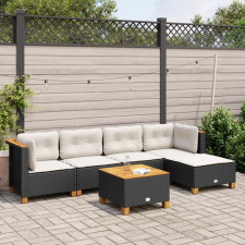 vidaXL 6 részes fekete polyrattan kerti ülőgarnitúra párnákkal kerti bútor