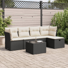 vidaXL 6 részes fekete polyrattan kerti ülőgarnitúra párnákkal kerti bútor