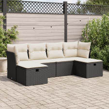 vidaXL 6 részes fekete polyrattan kerti ülőgarnitúra párnákkal kerti bútor