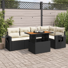 vidaXL 6 részes fekete polyrattan kerti ülőgarnitúra párnákkal kerti bútor