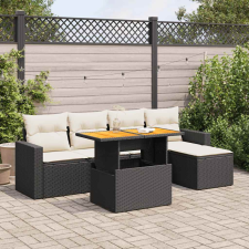 vidaXL 6 részes fekete polyrattan kerti ülőgarnitúra párnákkal kerti bútor